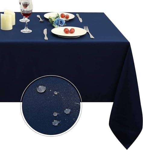 Obstal Rectangle Table Cloth, Oil-Proof Spill-Proof and Water Resistance Microfiber Tablecloth, Decorative Fabric Table Cover for Outdoor and Indoor Use (Navy Blue, 60 x 102 Inch) - Image 1