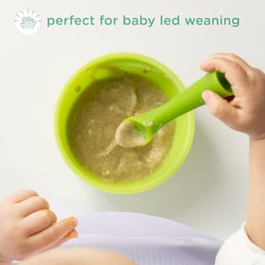 Olababy 100% Silicone Soft-Tip Training Spoon for Baby Led Weaning 2pack (Kiwi/Blueberry) - Image 4