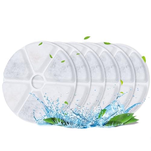 BOORCA Cat Water Fountain Filters, 6 Pieces Triple Filtration System Replacement Filter Fit for 84oz/2.5L Cat Pet Fountain, 6 Filtration System and 2 Pre-Filter Sponges - Image 1