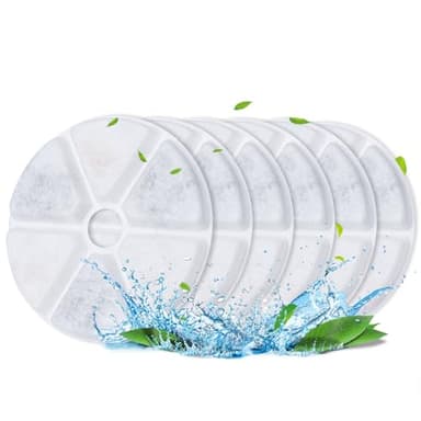 BOORCA Cat Water Fountain Filters, 6 Pieces Triple Filtration System Replacement Filter Fit for 84oz/2.5L Cat Pet Fountain, 6 Filtration System and 2 Pre-Filter Sponges - Image 1