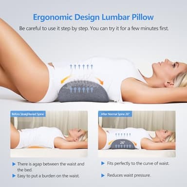 COMFYTHERA Lumbar Support Pillow for Sleeping Memory Foam Back Lumbar Support Cushion for Lower Back Pain Relief, Back Support Bed Pillow Waist Support Back Sleepers (Dark Grey) - Image 4