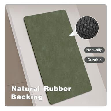TYUU Bathroom Mat Quick Dry, Bathroom Rugs Non Slip Washable Thin Absorbent Bath Mat Fits Under Door Bathroom Floor Mat Perfect for Bath, Shower, or Sink 16"x24" Sage Green - Image 3