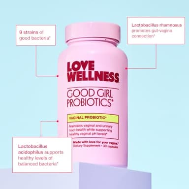 Love Wellness Good Girl Probiotics | Women’s Vaginal Health & pH Balance Supplement | 9-Strain Probiotic for Urinary Tract, Yeast, Odor & Immune Support | Gluten-Free | 30 CT, 30-Day Supply - Image 3