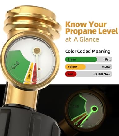 Propane Tank Gauge Level Indicator, Universal Propane Gauge for 5-40lb LP Tanks, Color Coded Gas Pressure Meter for BBQ, RV, Camper, Heater, Leak Detector, QCC1/Type1, Easy to Read, Durable (2 Packs) - Image 2