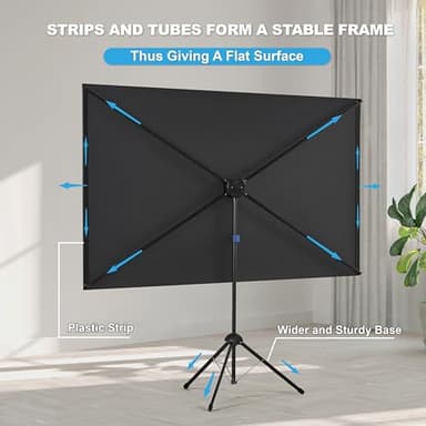 Projector Screen with Stand, Portable Projector Screen, 120 Inch 16:9, Outdoor Projection Screen, 1.2 Gain, 160 Degree View Angle, 2 Mounting Modes, Fast Setup, Idea for Home Cinema, Backyard Party. - Image 6