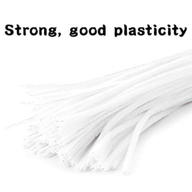 100 Pieces Pipe Cleaners Chenille Stem, Solid Color Pipe Cleaners Set for Pipe Cleaners DIY Arts Crafts Decorations, Chenille Stems Pipe Cleaners (White) - Image 3