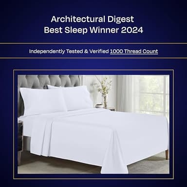 California Design Den Split King Sheets Sets for Adjustable Bed - Luxury 1000 Thread Count Sateen, Thick and Natural 100% Cotton Bed Sheets, Deep Pockets, Soft and Durable Bedding Set - White - Image 2