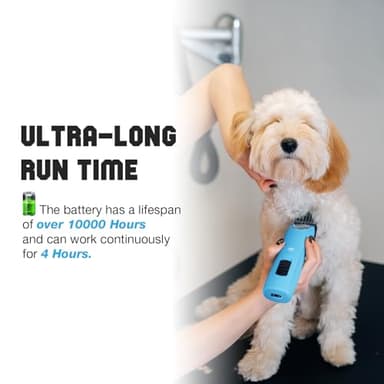 FuzzyFix Professional Dog Clippers for Grooming - 2 Speed Pet Grooming Kit for Thick Curly Matted Coats - Low Noise Heavy Duty Cordless Hair Trimmer with Detachable Metal Blade for Animal/Pet/Horse - Image 3