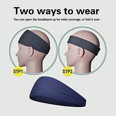 Pilamor Sports Headbands for Men (5 Pack),Moisture Wicking Workout Headband, Sweatband Headbands for Running,Cycling,Football, Yoga,Hairband for Women and Men(Gray, Green, White, Blue, Black) - Image 6