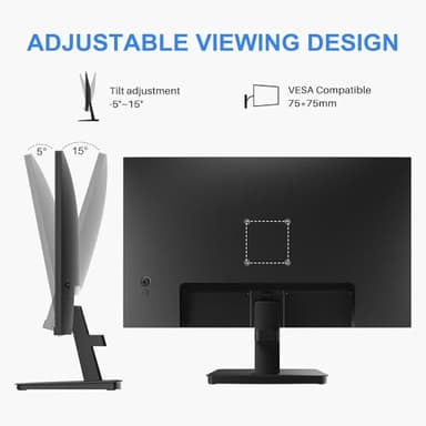 SANSUI Monitor 22 inch 1080p FHD 75Hz Computer Monitor with HDMI VGA, Ultra-Slim Bezel Ergonomic Tilt Eye Care LED Display for Home Office (ES-22F1 HDMI Cable Included) - Image 7