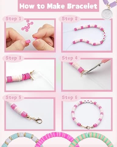 BestNow Clay Beads Bracelet Making Kit Toys for Girls Kids Charms Kit 18 Colors Friendship Bracelet Kit Letter Beads DIY Crafts Teen Girl Gifts Toys for Ages 6 7 8 9 10 11 12 - Image 6
