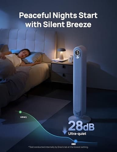 Dreo Tower Fan 42 Inch, Cruiser Pro T1 Quiet Oscillating Bladeless Fan with Remote, 6 Speeds, 4 Modes, LED Display, 12H Timer, White Floor Standing Fan Powerful for Indoor Home Bedroom Office Room - Image 3