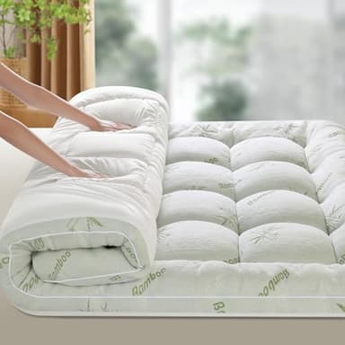 LIANLAM Bambu_Viscose Mattress Topper,1000 GSM Cooling Mattress Pad-2 (60"x76") - Image 1