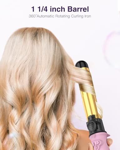 Easy to Use Rotating Curling Wand, Self Rotating Automatic Curling Iron, Dual Voltage Long Barrel for Hair Curls and Waves, 5 Heat Settings Waver Hair Tool - Image 6