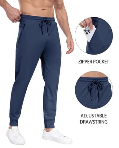 3 Pack Men's Sweatpants with Zipper Pockets,Workout Gym Traning Track Joggers Pants for Men Running Jogging Pants-BlackDark GrayNavy-L - Image 6