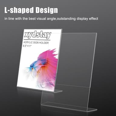 xydstay 12pack 8.5x11 Acrylic, L Shape Clear Plastic, Menu Holder, Unbreakable Table Sign Holder for Restaurant, Office, School, Store and Home Use - Image 7