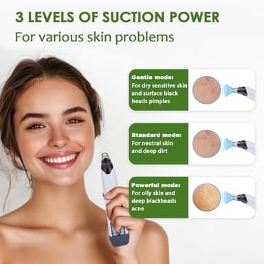 Blackhead Remover Pore Vacuum - Facial Pore Cleaner with 3 Adjustable Suction Levels, 4 Blackhead Removal Tools, Electric Acne Extractor Tool for Women & Men - Image 2