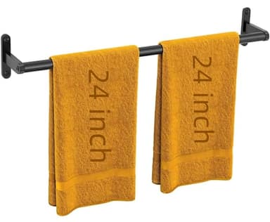 Towel Racks for Bathroom 24 Inch, Towel Bar for Bathroom Wall, Heavy Duty Bathroom Hand Towel Holder Organizer, Single Bath Towel Bar Wall Mounted, Matte Black - Image 1