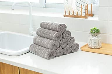 Microfiber Dish Towels - Soft, Super Absorbent and Lint Free Kitchen Towels - 8 Pack (Lattice Designed Gray Colors) - 26 x 18 Inch - Image 6