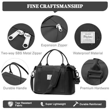 Weekender Bags for Women,Personal Item Travel Bag,Overnight Travel Duffel Bag with Expandable Shoes Compartment & Wet Pocket - Image 7