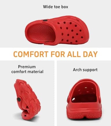 Kids Boys Girls Garden Clog Slip On Slide Sandals Beach Water Shoes Red Big Kid 4 - Image 2