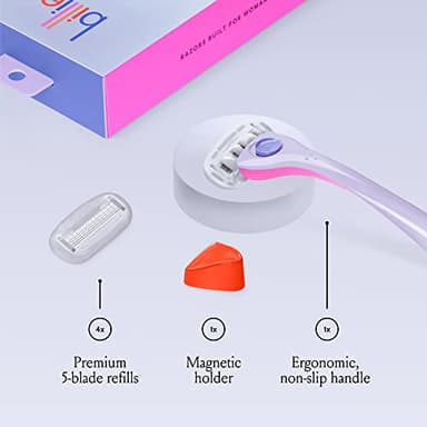 Billie Razors for Women Shave Kit – Women’s Razor + 4 x 5-Blade Razor Refills + Magnetic Holder – DreamPop - Image 4
