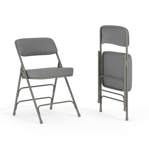 Flash Furniture Hercules Series Metal Folding Chairs with Cushioned Seats, Fabric Upholstered Event Chairs, Set of 2, Gray - Image 1