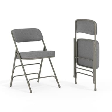 Flash Furniture Hercules Series Metal Folding Chairs with Cushioned Seats, Fabric Upholstered Event Chairs, Set of 2, Gray - Image 1