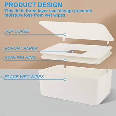 LEQXGO Baby Wipes Dispenser, Wipes Dispenser Baby Wipes Case, Baby Wipe Holder for Fresh Wipes, Non-Slip Wipes Case, Wipe Container with Sealing Design Lid (White) - Image 6