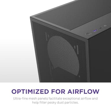 NZXT H5 Flow 2024 - Compact ATX Mid-Tower PC Gaming Case - High Airflow - 2 x 120mm Fans Included - 360mm Front & 240mm Top Radiator Support - Cable Management System - Tempered Glass - Black - Image 5
