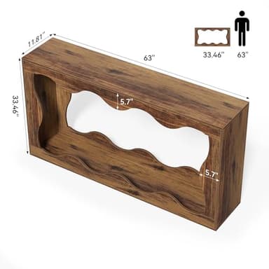 LITTLE TREE 63-Inch Entryway Table, Chic Design, Farmhouse Sofa Table Behind Couch, Scalloped Console Table with Build-in Storage Space for Entryway, Living Room, Hallway - Image 3