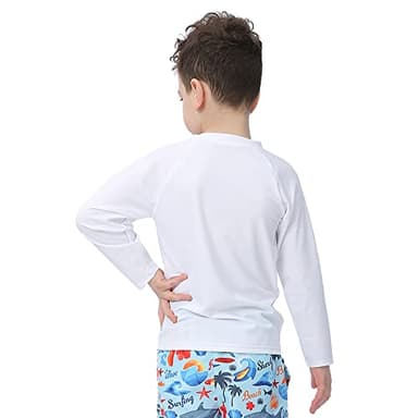 ESTAMICO Baby/Toddler Boys Rash Guard Shirts Long Sleeve Quick Dry Swim Shirt UPF 50+ Rashguard, White 12-18 Months - Image 4