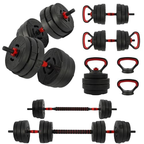 Fitvids Multi-Functional Portable Changeable Dumbbell and Barbell Kettlebell Set with Adjustable Weights, 40LBS or 60LBS Sets, Multiple Styles - Image 1