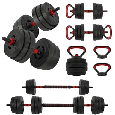 Fitvids Multi-Functional Portable Changeable Dumbbell and Barbell Kettlebell Set with Adjustable Weights, 40LBS or 60LBS Sets, Multiple Styles - Image 1