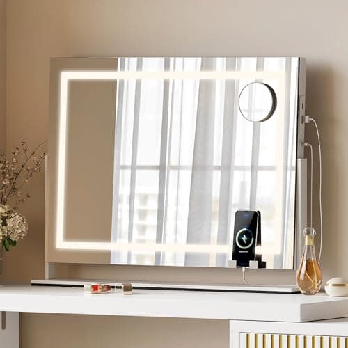 YITAHOME Vanity Mirror with Lights 24.6"x20" LED Lighted Makeup Mirror, Dimmable 3 Color, Large Makeup Mirror with Lights, Led Mirror Makeup, for Vanity Desk Tabletop Salon - Image 1