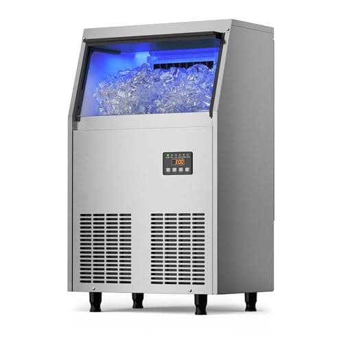 Coolski Commercial Ice Maker Machine 100Lbs/24H, Under Counter Ice Machine with 34lbs Ice Storage Bin, Stainless Steel Freestanding Ice Maker for Restaurant, Bars, Home and Offices - Image 1