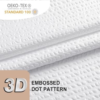 OVZME Berry White Shower Curtain Set, Embossed Textured Fabric Bathroom Curtain for Bathroom - Soft Cloth & Hotel Spa, Water Resistance, Machine Washable Shower Curtain with 12 Hooks, 72X72, White - Image 2