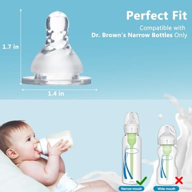 5 Pack Silicone Nipple Compatible with Dr. Brown’s Natural Bottle,Replacement Silicone Bottle Nipple, Durable and Soft Nipple, Ideal for Breast to Bottle Transition (Level 2, Medium Flow) - Image 6
