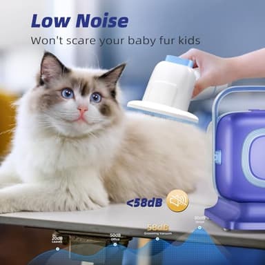 buenkee Dog Grooming Kit with Vacuum, All-in-One Pet Grooming Vacuum for Dogs and Cats, Low Noise Pet Hair Clipper & Shedding Brush, Dog Hair Remover, Cat Pet Groomer Set with Cleaning Brushes, Blue - Image 4