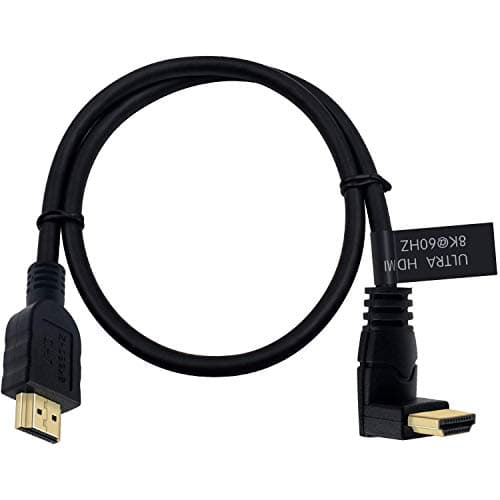 Poyiccot 8K HDMI Cable 2feet, HDMI 2.1 Cable 90 Degree Down Angle Male to Male Adapter Support 48gbps, 8K@60Hz, 4K@120, 7680P for TV/Xbox /PS4 /PS5(M/M Down) - Image 1