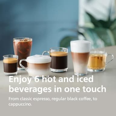 PHILIPS Series 3300 Fully Automatic Espresso Coffee Machine - 6 Hot & Iced Drinks, LatteGo Milk System, 40% Quieter SilentBrew, Ceramic Grinder, Aquaclean Filter, Glossy Black (EP3341/50) - Image 5