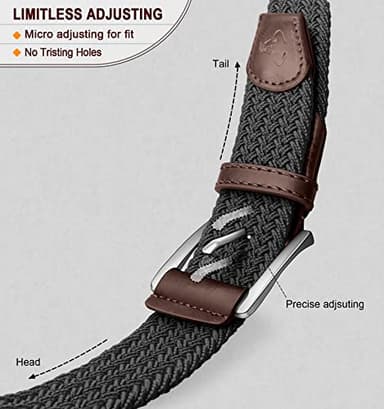 BULLIANT Belt for Men 2Pack,Mens Gift Stretch Braided Web Belt Elastic for Casual Golf Jeans,1 3/8"(Black/Deep Brown,52"-56" Waist Adjustable) - Image 4