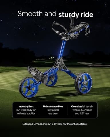 Caddytek CaddyLite Compact Golf Push Cart - Lightweight Aluminum 3-Wheel Foldable Golf Bag Cart with Quad-Fold System, EVA Wheels, Adjustable Handle, Brake, Mesh Net, Umbrella & Drink Holder - Image 7