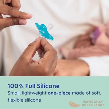MAM Comfort Baby Pacifiers, Lightweight One-Piece Full Silicone Binky for Newborns 0-3 Months, BPA-Free Nipple, Easy to Clean Pacifier, Best for Breastfed Babies, 4 Count Binkies - Image 4