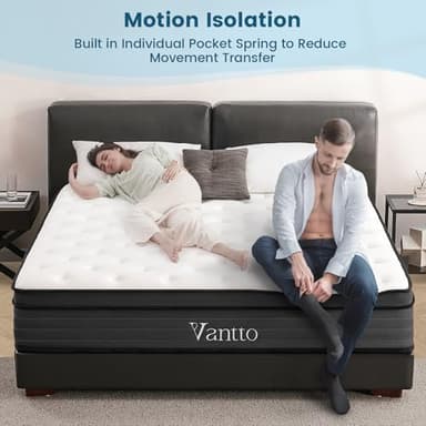 Vantto Full Size Mattress, 12 Inch Memory Foam Hybrid Mattress in a Box with Pocket Springs for Motion Isolation Pressure Relief, 100 Nights Trial, CertiPUR-US - Image 5