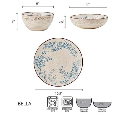 Pfaltzgraff Bella 12 Piece Dinnerware Set, Service For 4, Multicolor - Image 2
