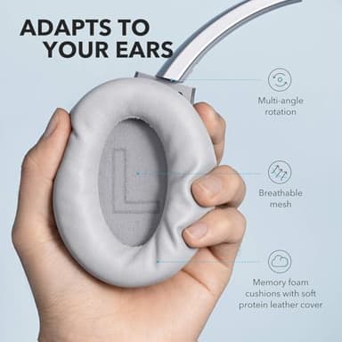 Soundcore Anker Life Q20 Hybrid Active Noise Cancelling Headphones, Wireless Over Ear Bluetooth Headphones, 60H Playtime, Hi-Res Audio, Deep Bass, Foam Ear Cups, Travel, Office, USB-C Charging - Image 6