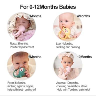 Smily Mia 2pack Penguin Teether for Babies 0-6Month, Infant Teething Toys,Pacifiers for Breastfed Babies, Silicone Teething Mittens for 3-6Months, Perfect Shower Gift+Baby Registry, Pink&Purple - Image 4