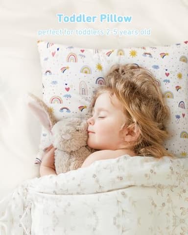 Babebay Toddler Pillow,13X18 Soft Toddler Pillows for Sleeping, Machine Washable Kids Pillow with Cotton Pillowcase, Perfect for Travel, Toddlers Cot - Image 2