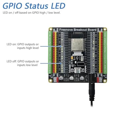 Freenove Universal Breakout Board Compatible with Arduino Nano Micro Raspberry Pi Pico 1 2 W ESP32 ESP8266, Terminal Block Shield HAT with Pin Header, GPIO Status LED, 5 V 3.3 V - Image 4